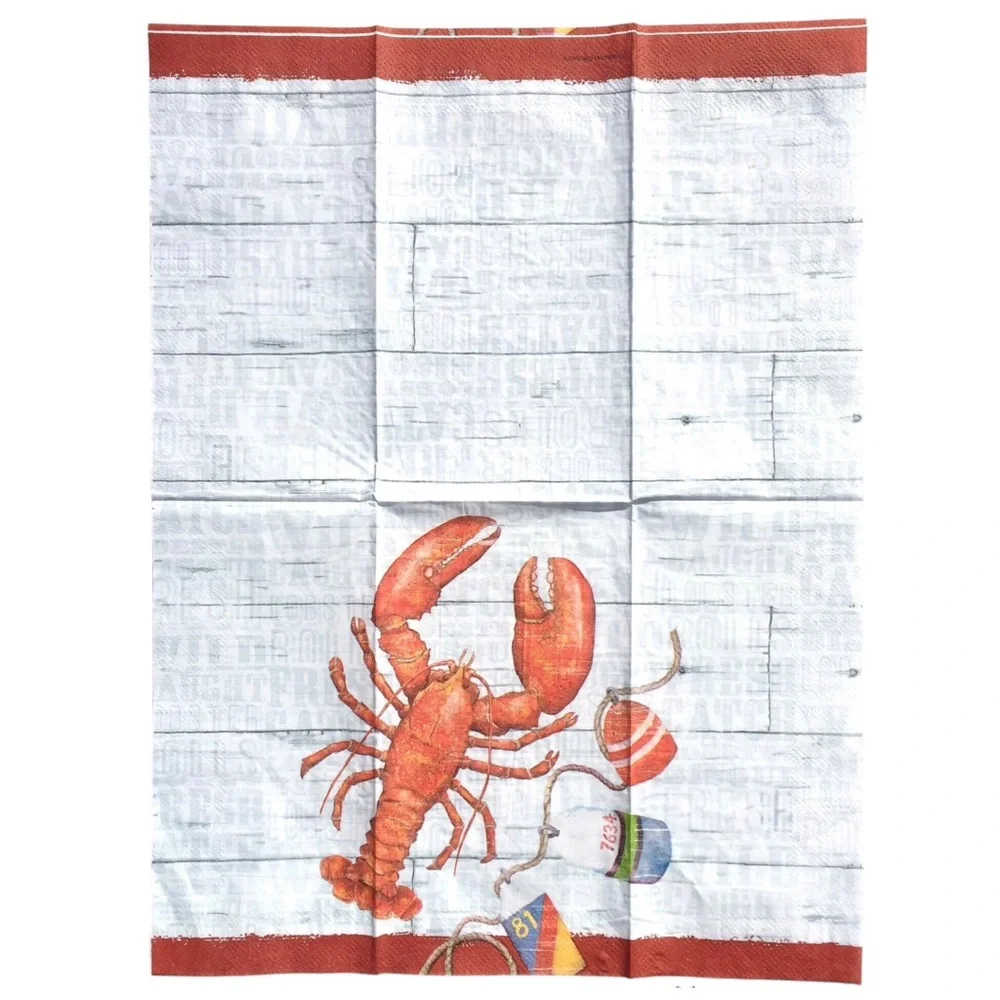 Nantucket Two (2) Fresh Red Lobster Decoupage Guest Towel Napkins (3834)